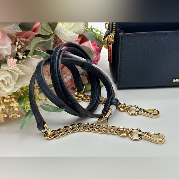 Michael Kors Navy Jet Set Medium Double Zip Phone Crossbody  Bag - Picture 15 of 15